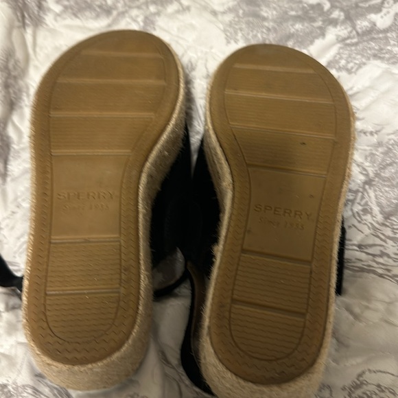Black Suede Sperry Platform Sandals - Picture 3 of 3